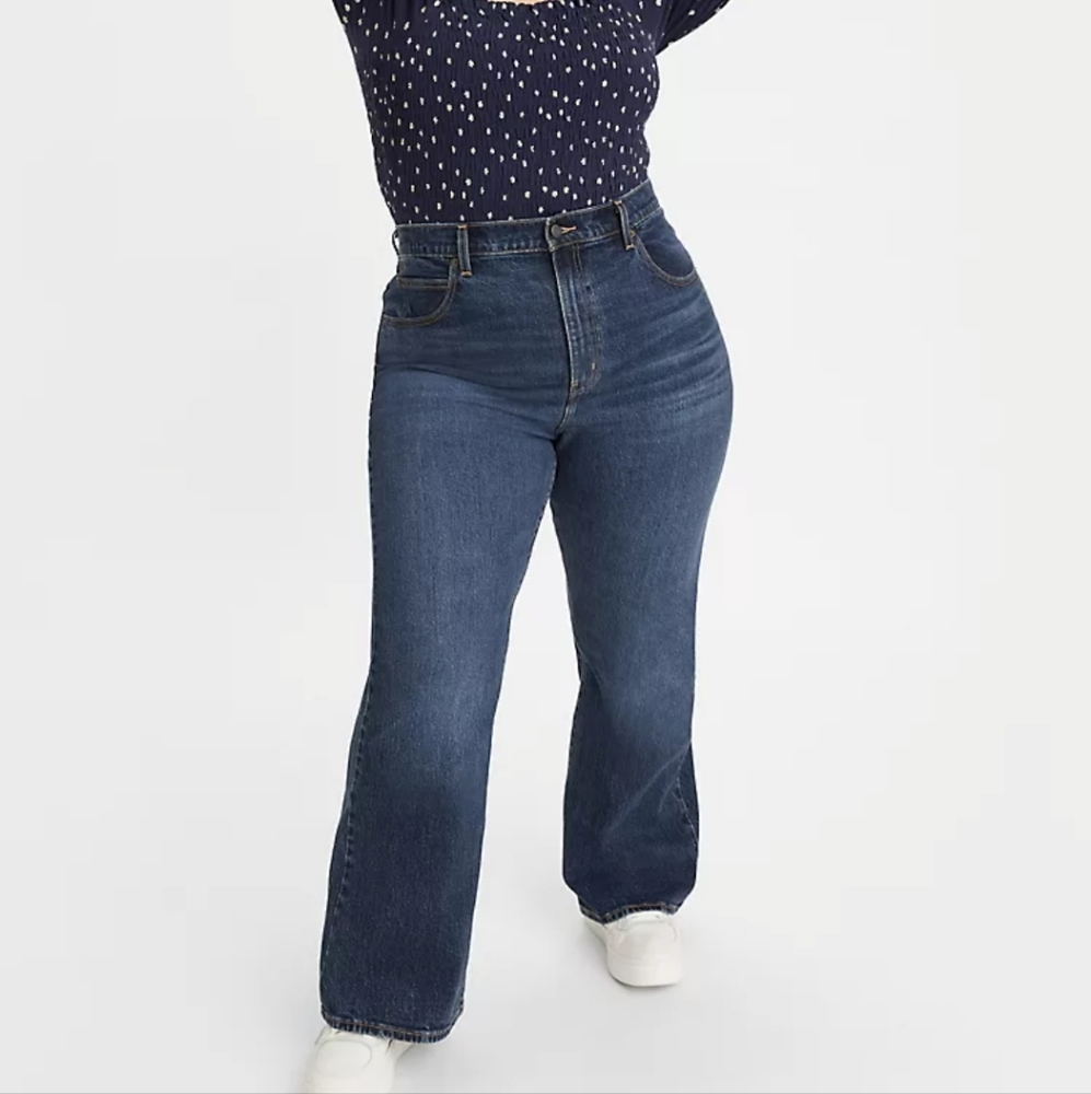 NEW Levi's 20W 70s High Flare Denim Jeans Boho Dark Wash Cotton Blend